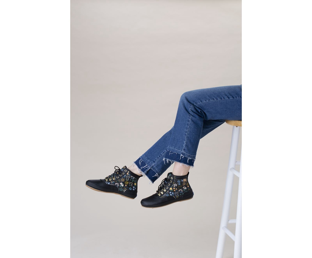 Keds Stiefel Damen Schwarz - Rifle Paper Co. Scout Water-Resistant Segeltuch Wildflower - DGO-563270